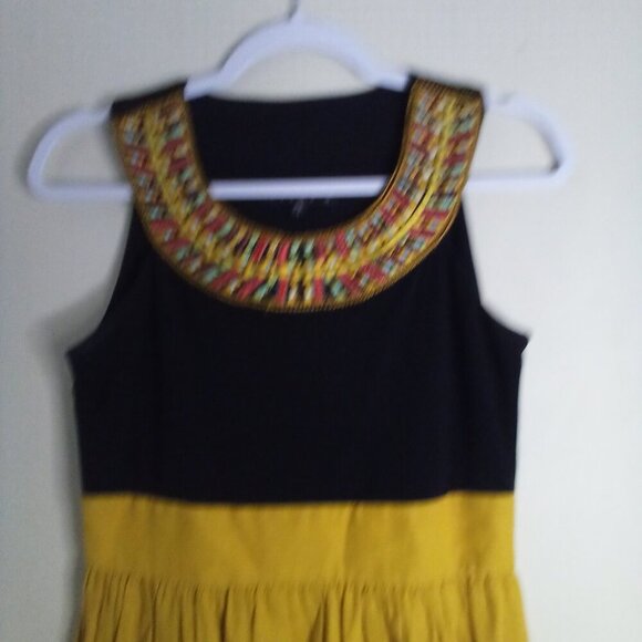 Tiana B Dress Women 4 Sleeveless Accent Collar Gold Black - Picture 4 of 16